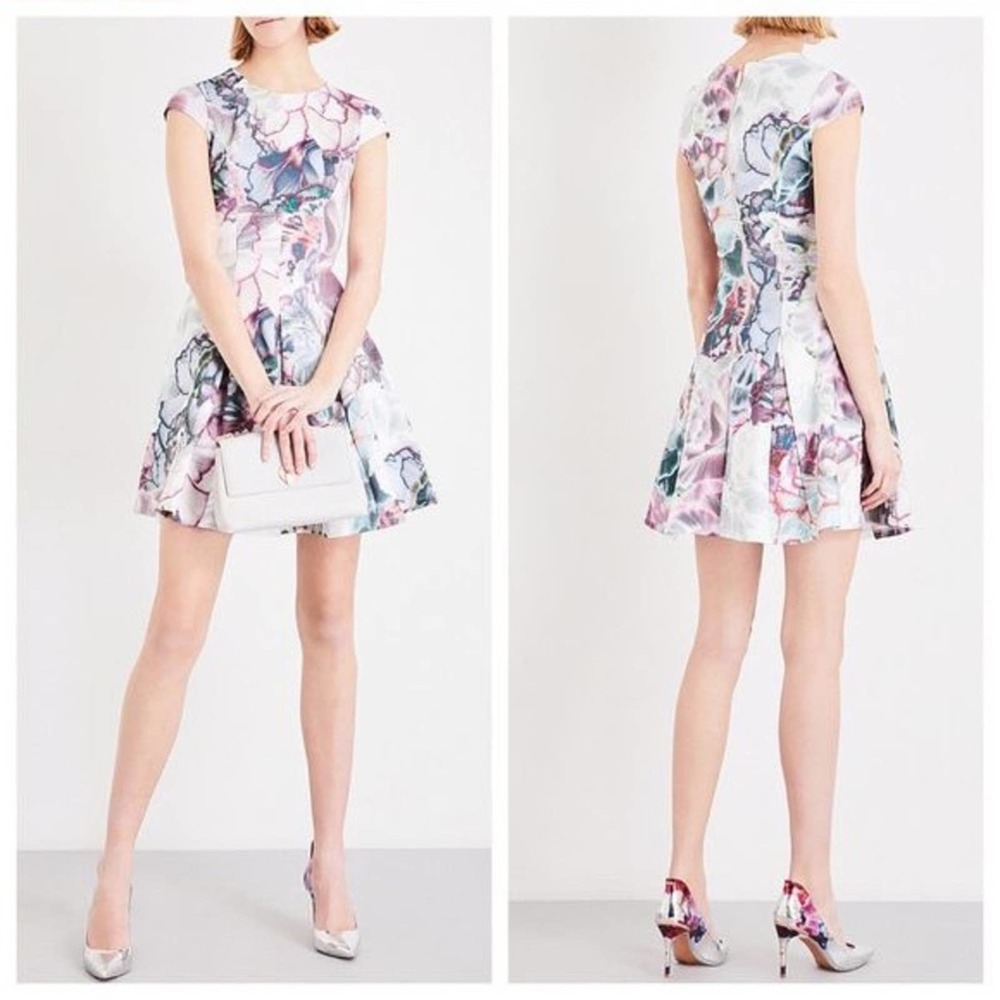 Ted Baker Floral Mini Dress - Pink and White